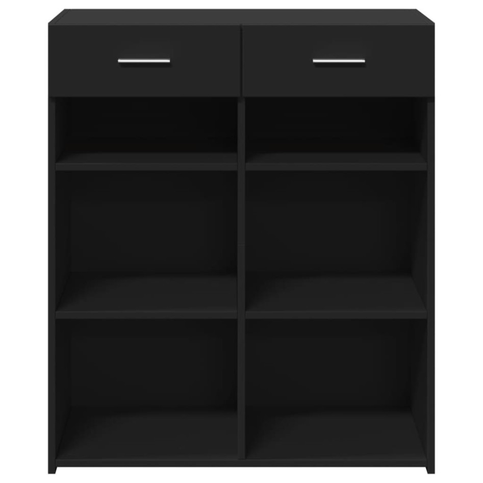 Aparador de madera de ingeniería negro 80x42,5x93