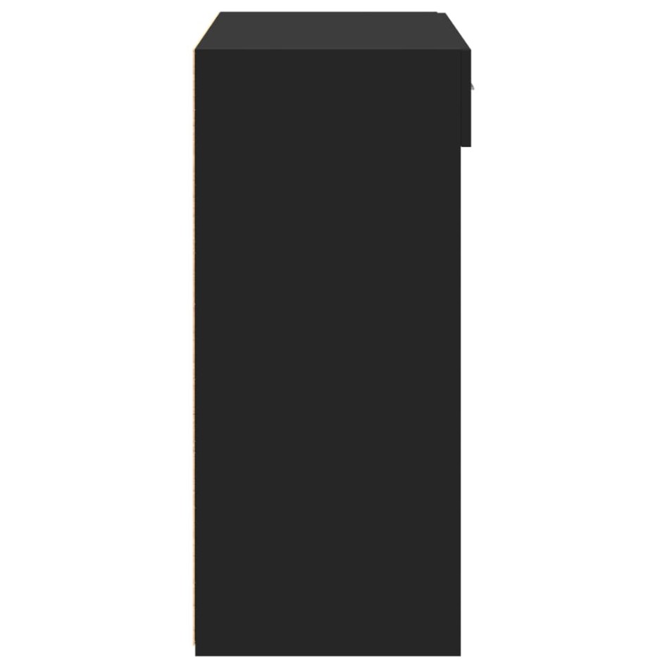 Aparador de madera de ingeniería negro 80x42,5x93