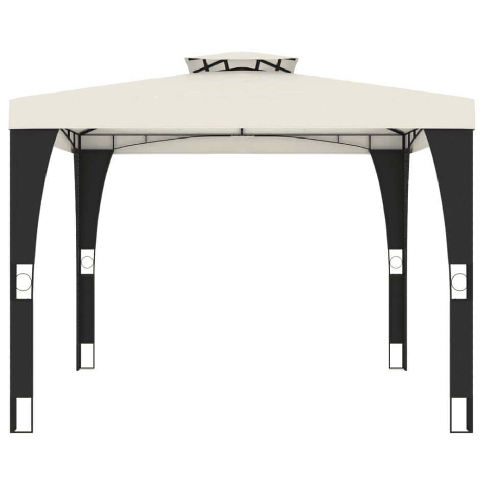 Cenador con doble techo acero crema 2,98x2,98