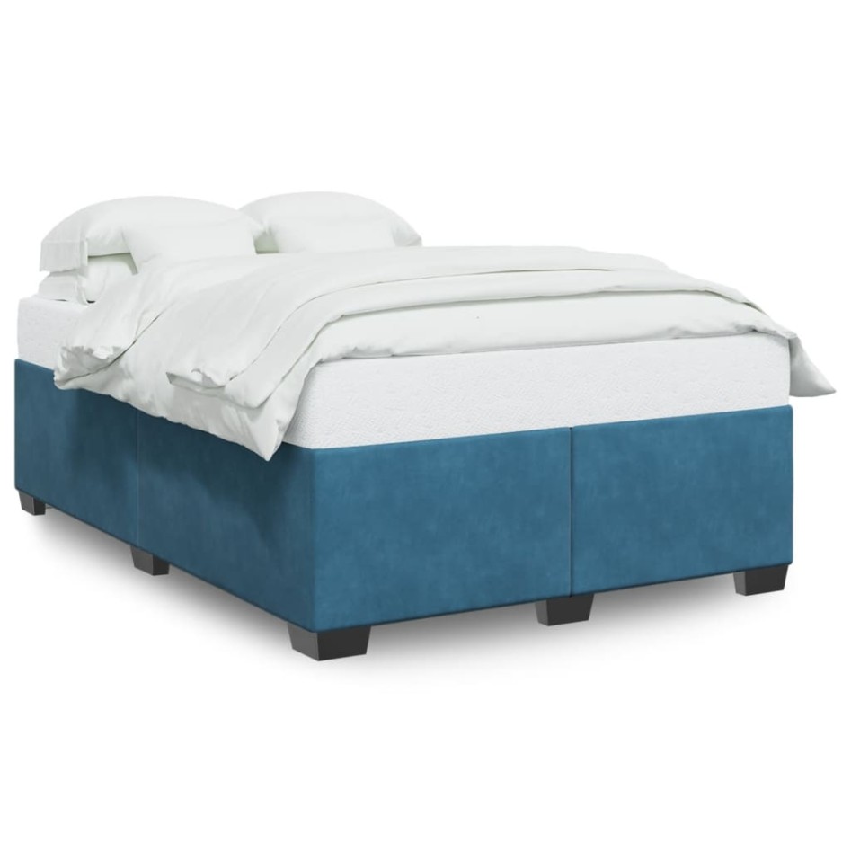 Estructura de cama de terciopelo azul 140x190