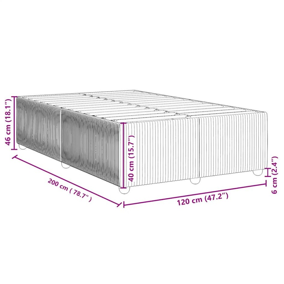 Estructura de cama sin colchón tela crema 120x200