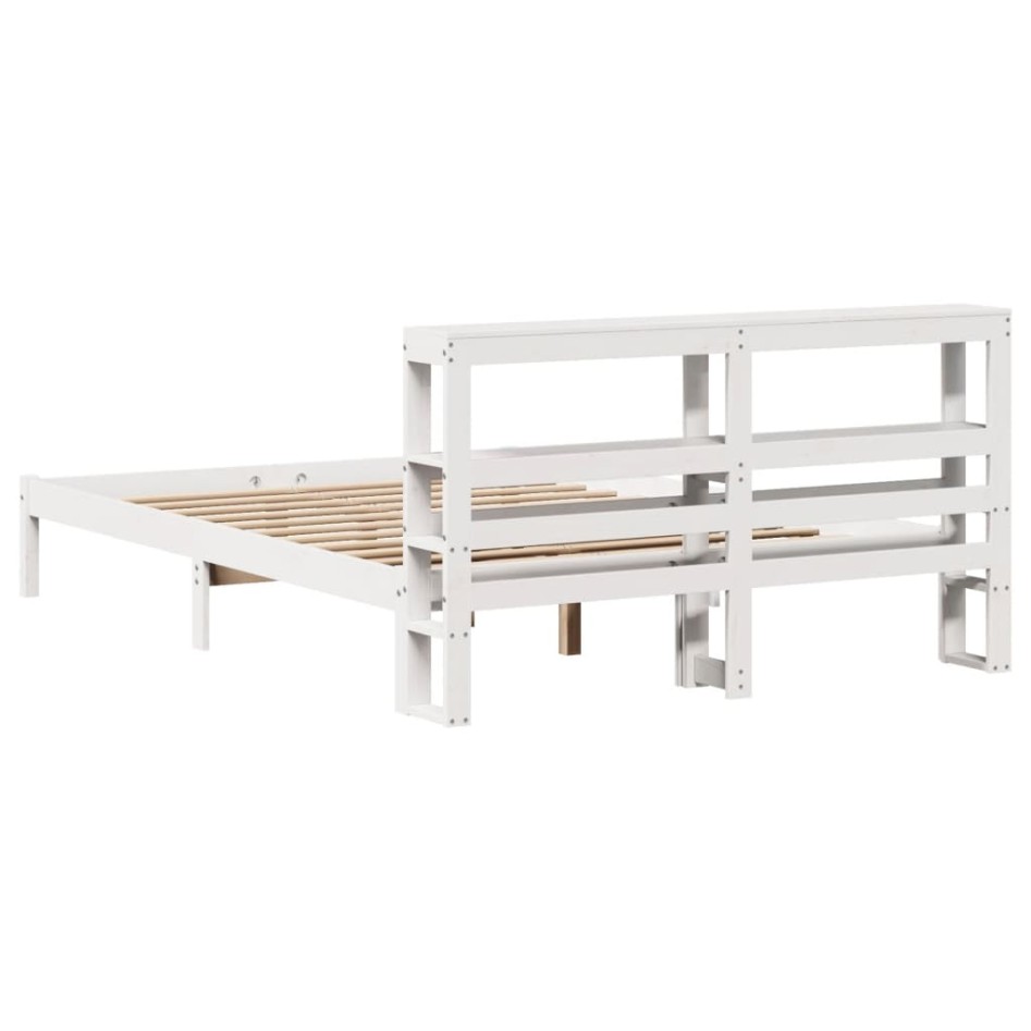 Estructura de cama sin colchón madera de pino blanca 140x190