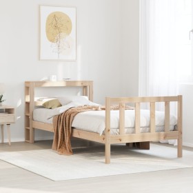 Estructura de cama sin colchón madera maciza de pino 100x200