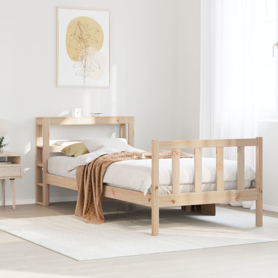 Estructura de cama sin colchón madera maciza de pino 100x200
