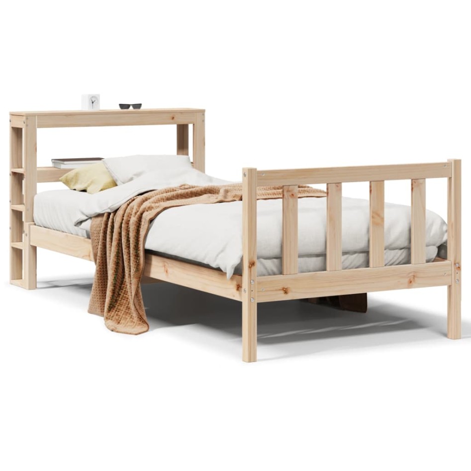 Estructura de cama sin colchón madera maciza de pino 100x200