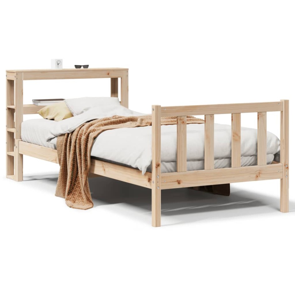 Estructura de cama sin colchón madera maciza de pino 90x200
