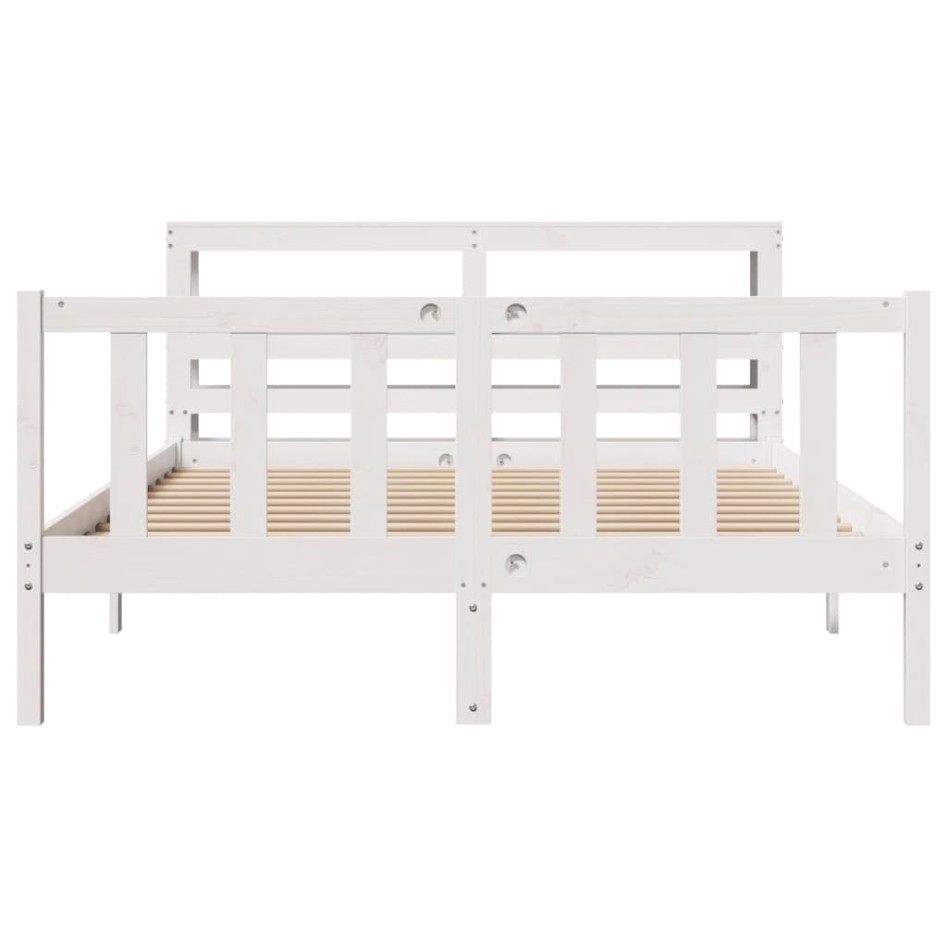 Estructura de cama sin colchón madera de pino blanca 140x200
