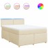 Cama box spring con colchón tela color crema 140x190