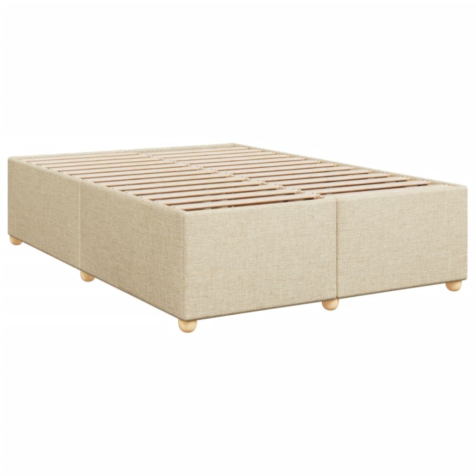 Cama box spring con colchón tela color crema 140x190