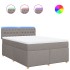 Cama box spring con colchón tela gris taupe 140x190