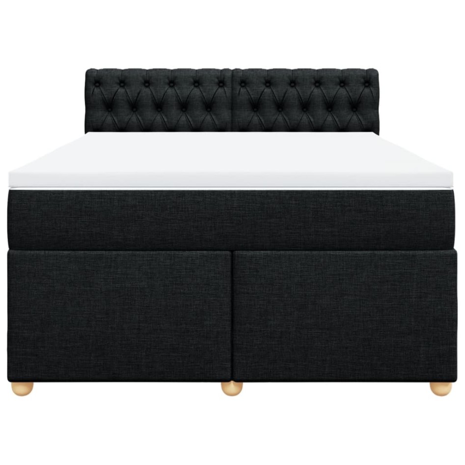 Cama box spring con colchón tela negro 140x190