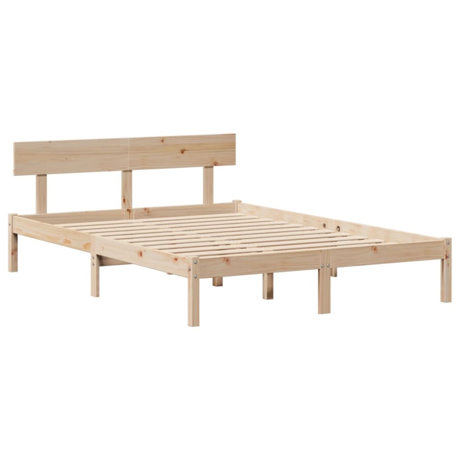 Estructura de cama sin colchón madera maciza de pino 120x190