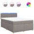 Cama box spring con colchón tela gris taupe 140x200