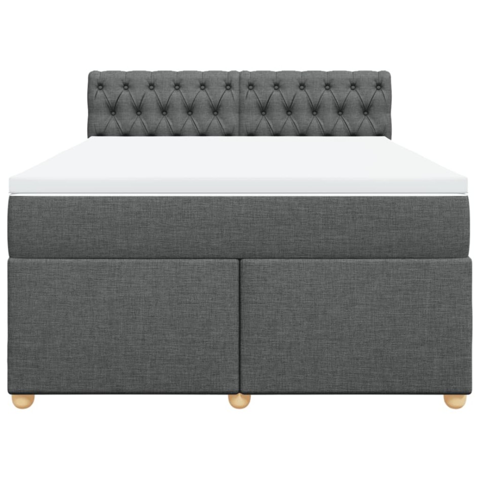 Cama box spring con colchón tela gris oscuro 140x200