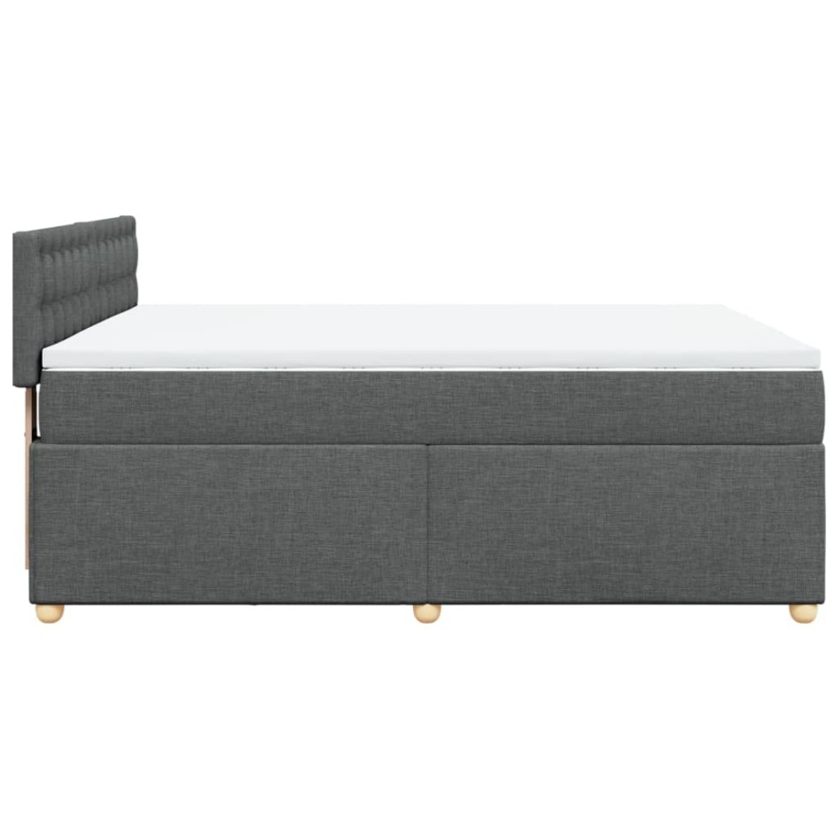Cama box spring con colchón tela gris oscuro 140x200