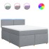 Cama box spring con colchón tela gris claro 160x200