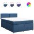 Cama box spring con colchón tela azul 160x200