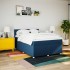 Cama box spring con colchón tela azul 160x200