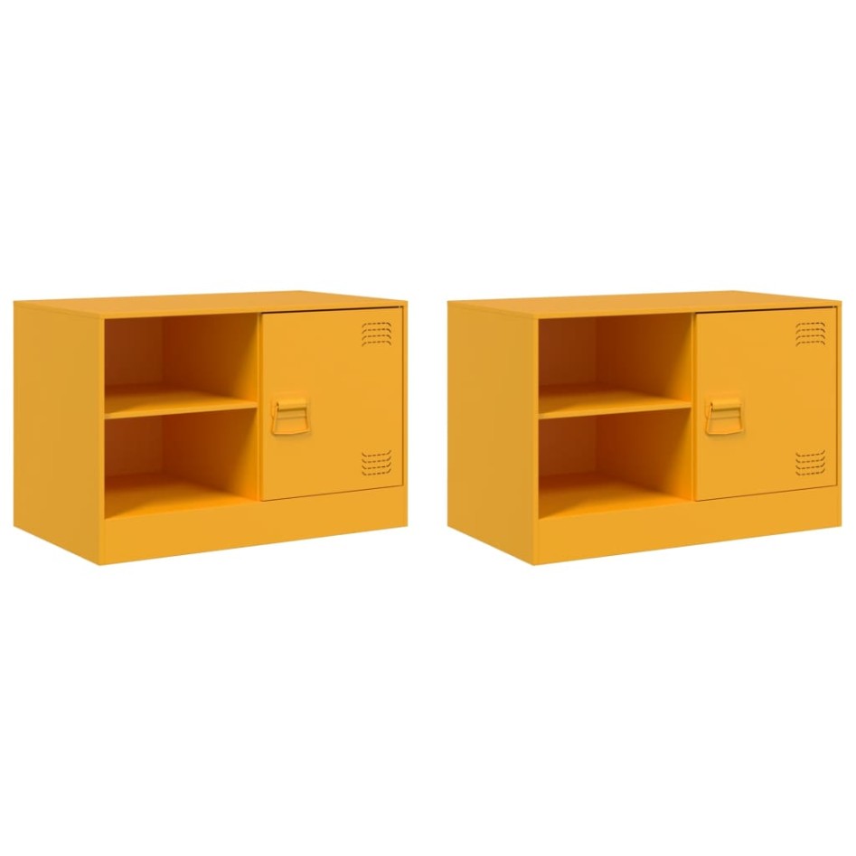 Muebles para TV 2 unidades acero amarillo mostaza 67x39x44