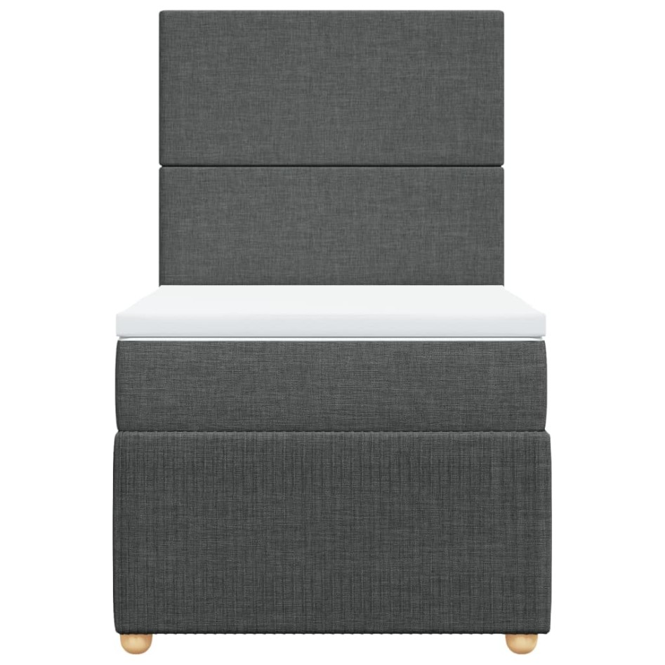 Cama box spring con colchón tela gris oscuro 90x190