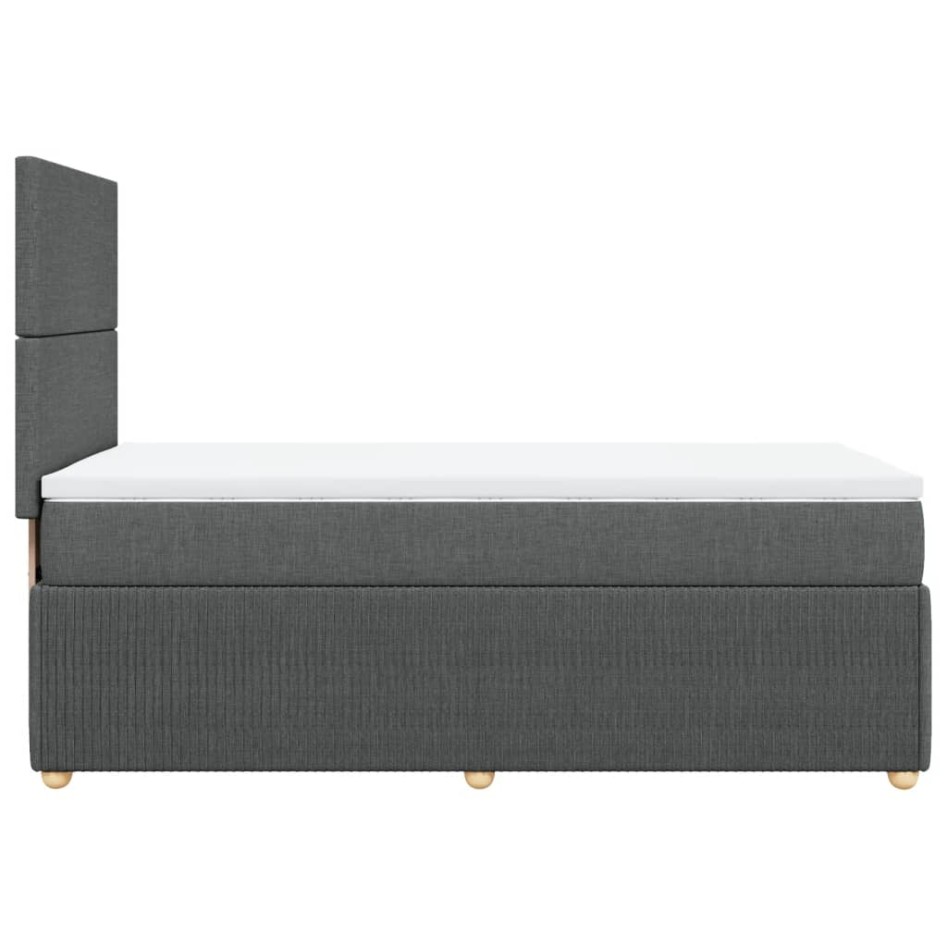 Cama box spring con colchón tela gris oscuro 90x190