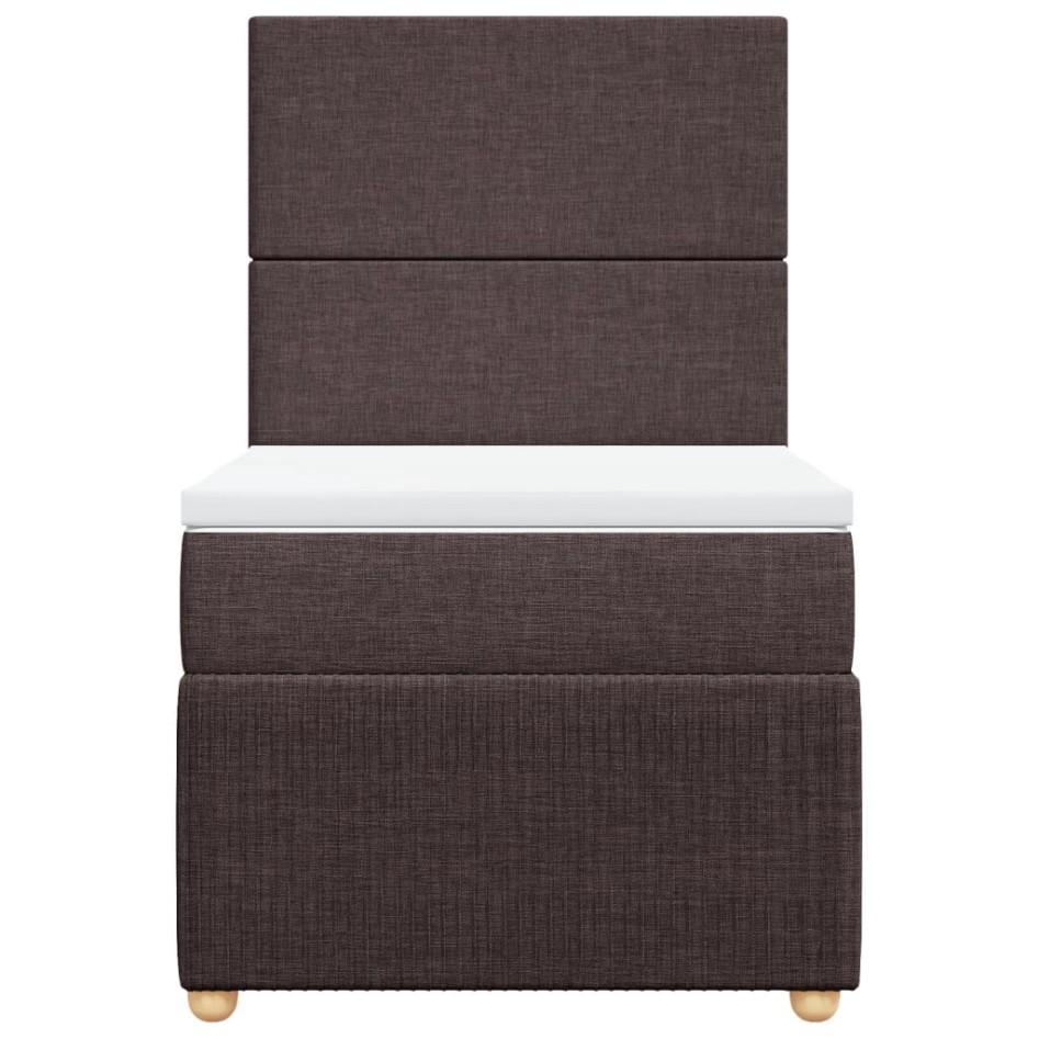 Cama box spring con colchón tela marrón oscuro 90x190