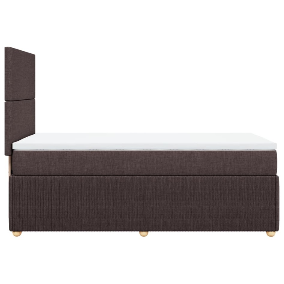Cama box spring con colchón tela marrón oscuro 90x190