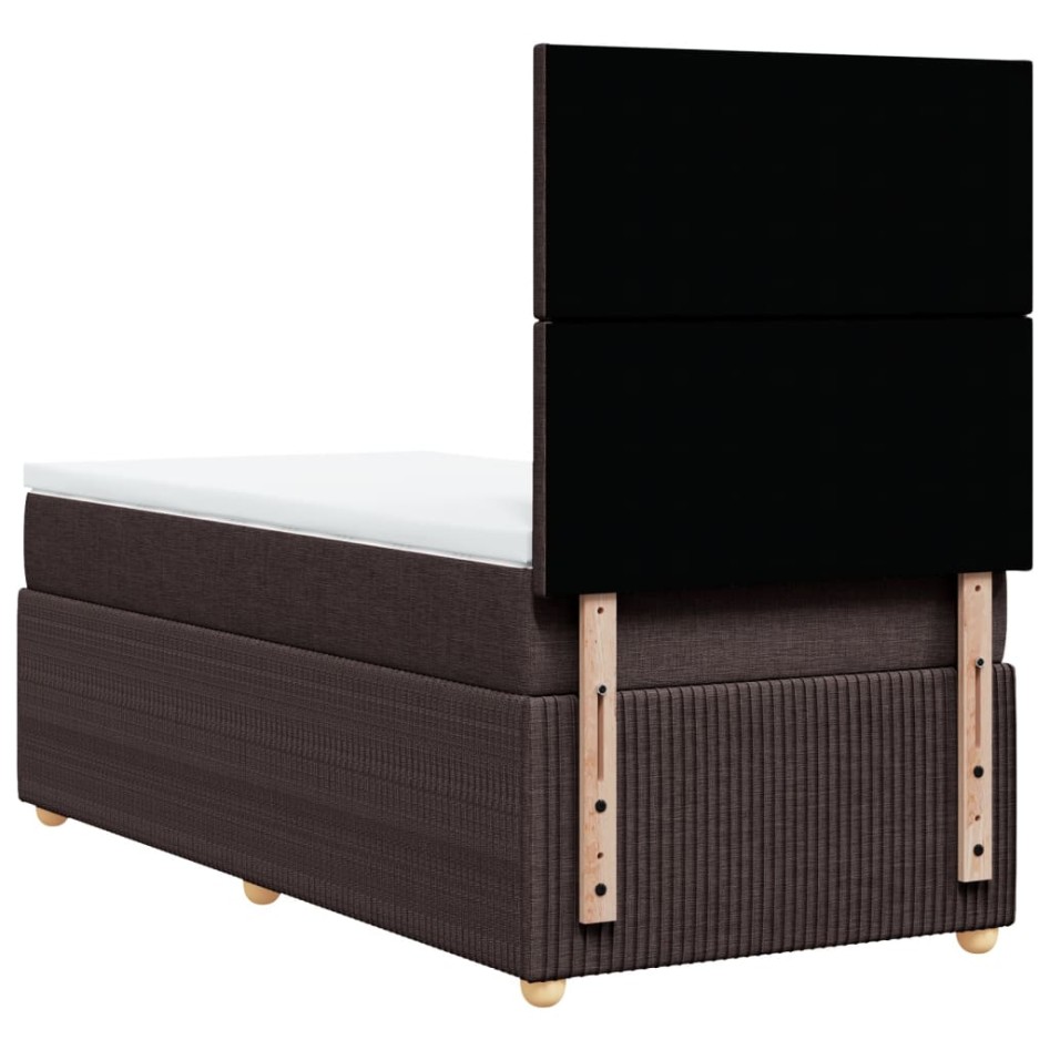 Cama box spring con colchón tela marrón oscuro 90x190