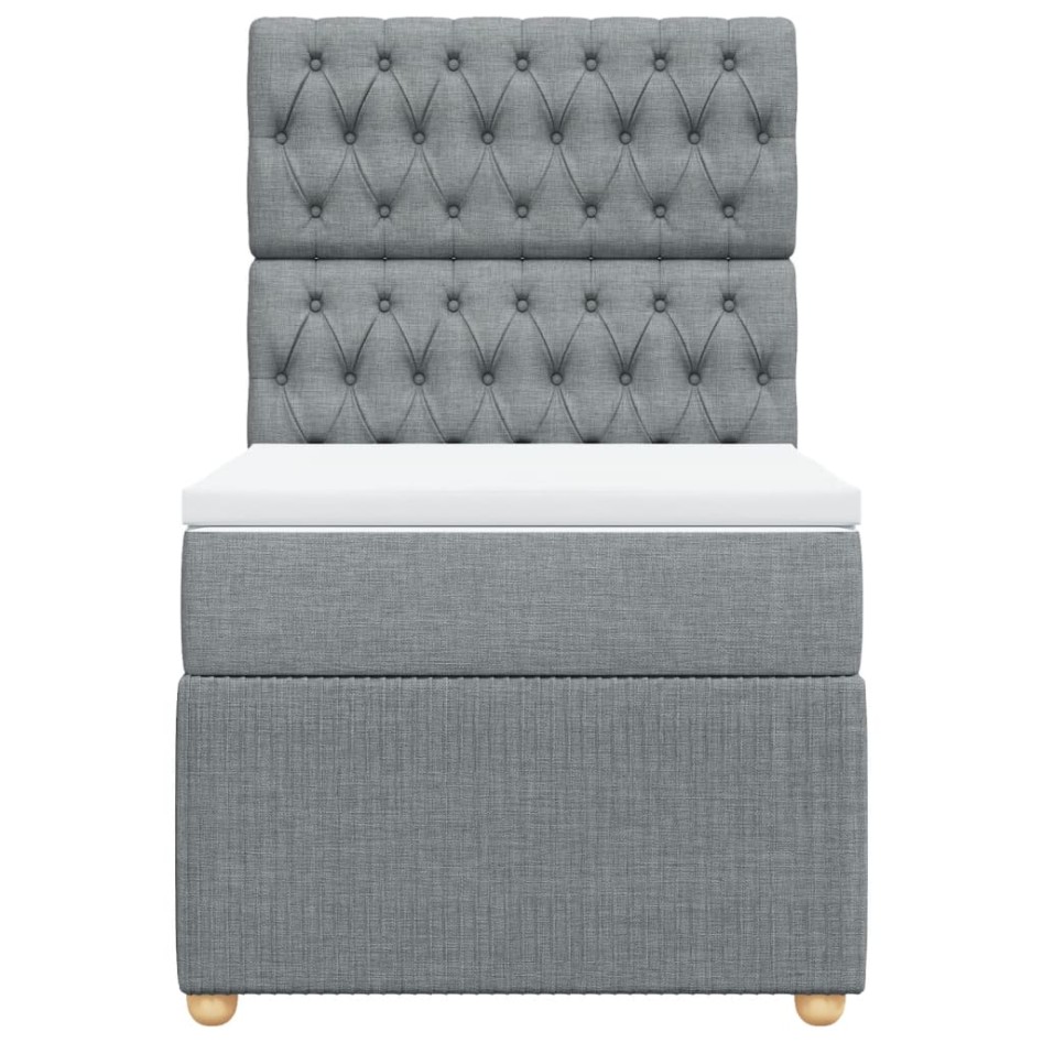 Cama box spring con colchón tela gris claro 90x190