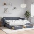 Sofá cama nido con cajones terciopelo gris oscuro 90x200