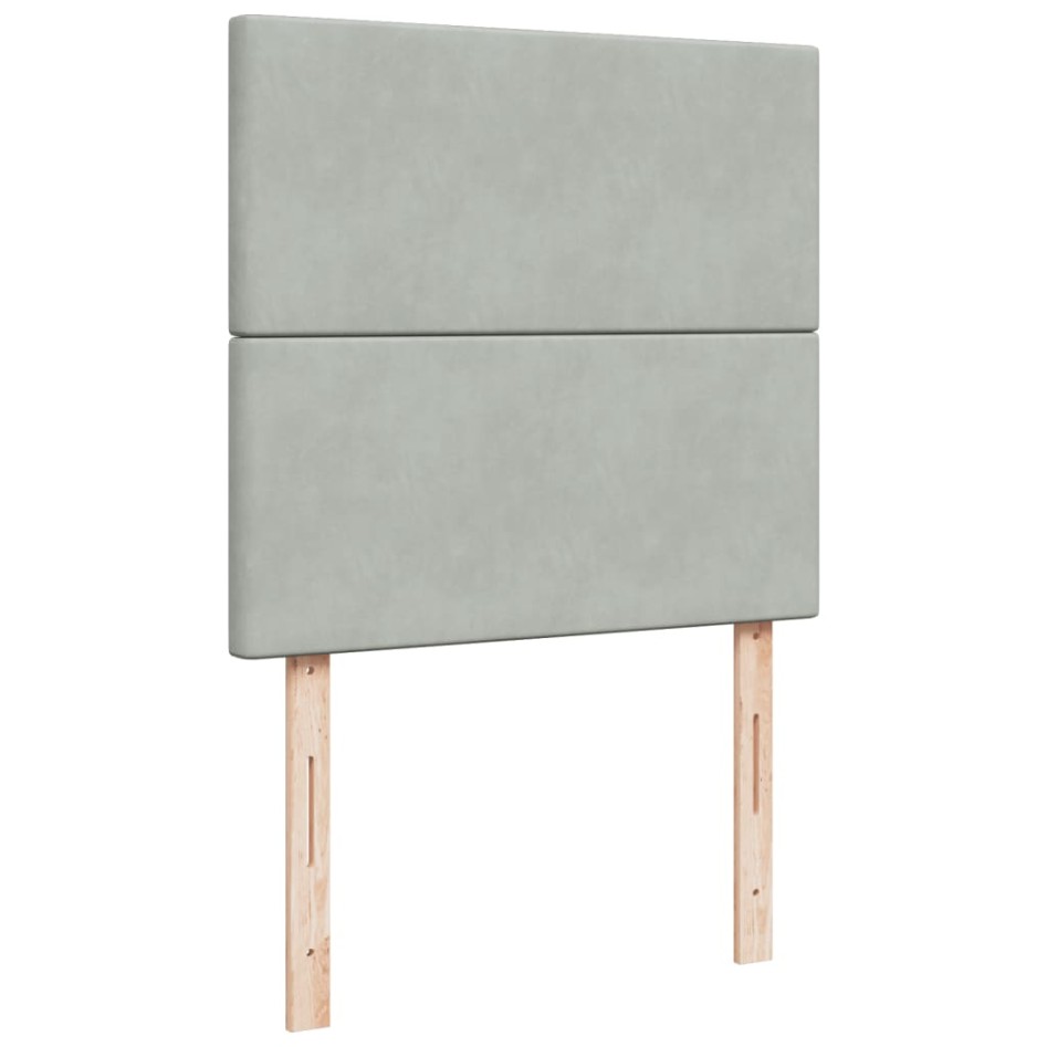 Cama box spring con colchón terciopelo gris claro 80x200