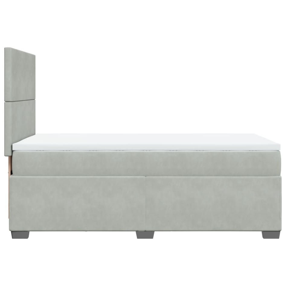 Cama box spring con colchón terciopelo gris claro 80x200