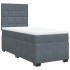 Cama box spring con colchón terciopelo gris oscuro 80x200