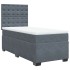 Cama box spring con colchón terciopelo gris oscuro 80x200