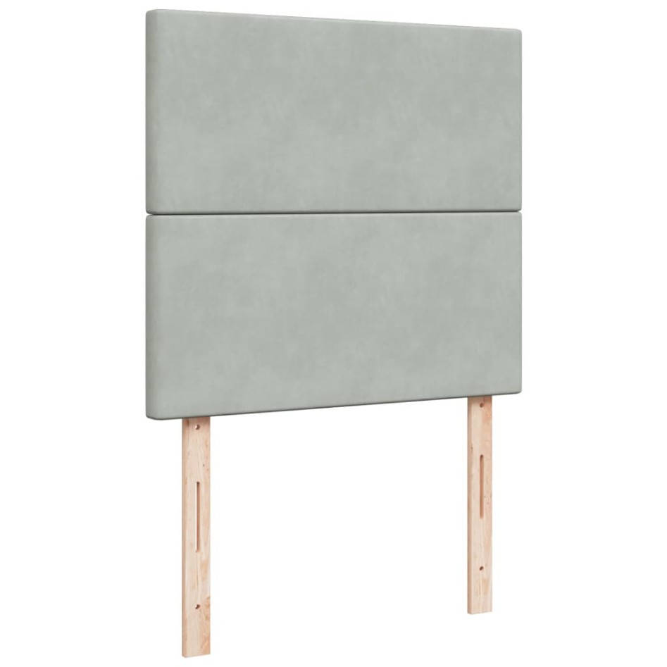 Cama box spring con colchón terciopelo gris claro 90x190