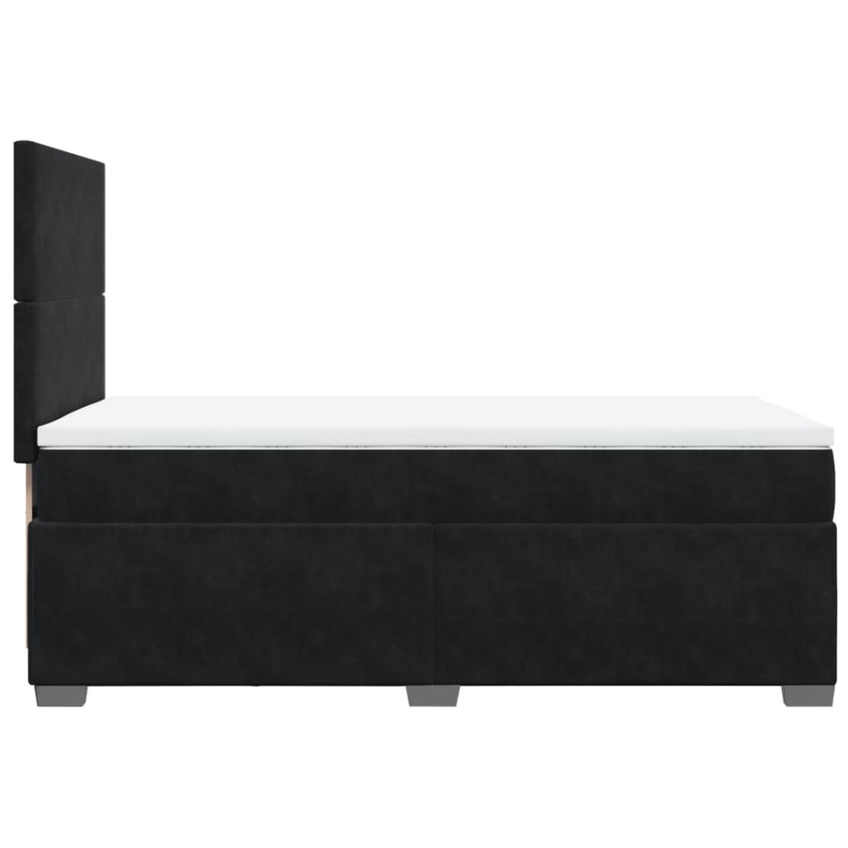 Cama box spring con colchón cuero sintético negro 90x190