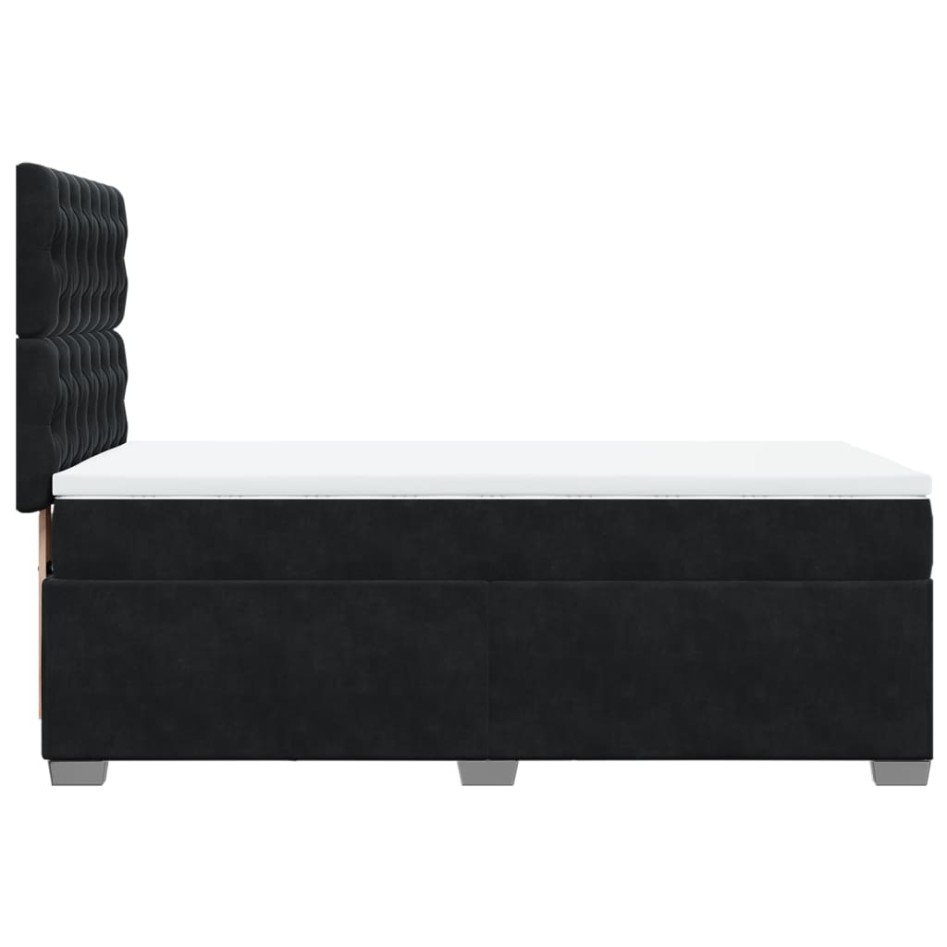 Cama box spring con colchón cuero sintético negro 90x190