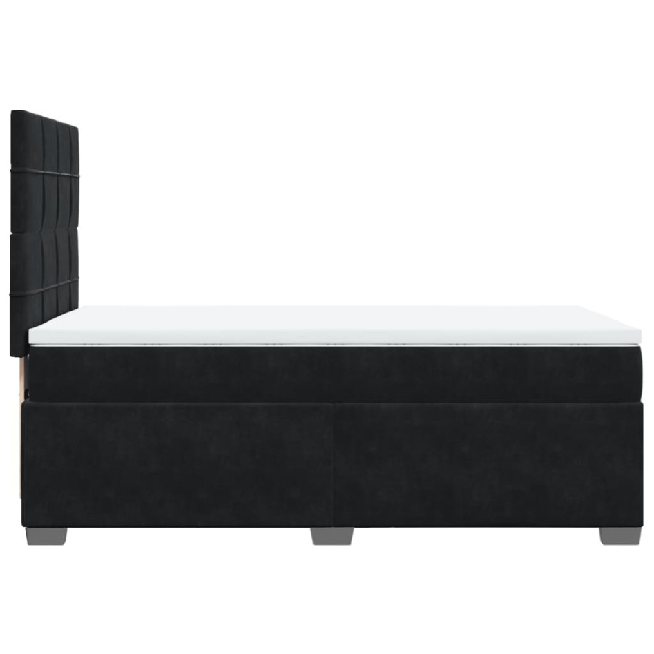 Cama box spring con colchón terciopelo negro 90x200