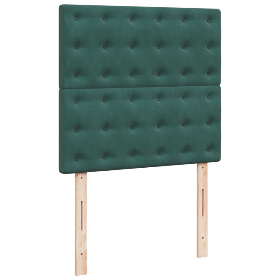 Cama box spring con colchón terciopelo verde oscuro 90x200