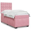 Cama box spring con colchón terciopelo rosa 90x200 cm