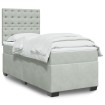 Cama box spring con colchón terciopelo gris claro 100x200 cm