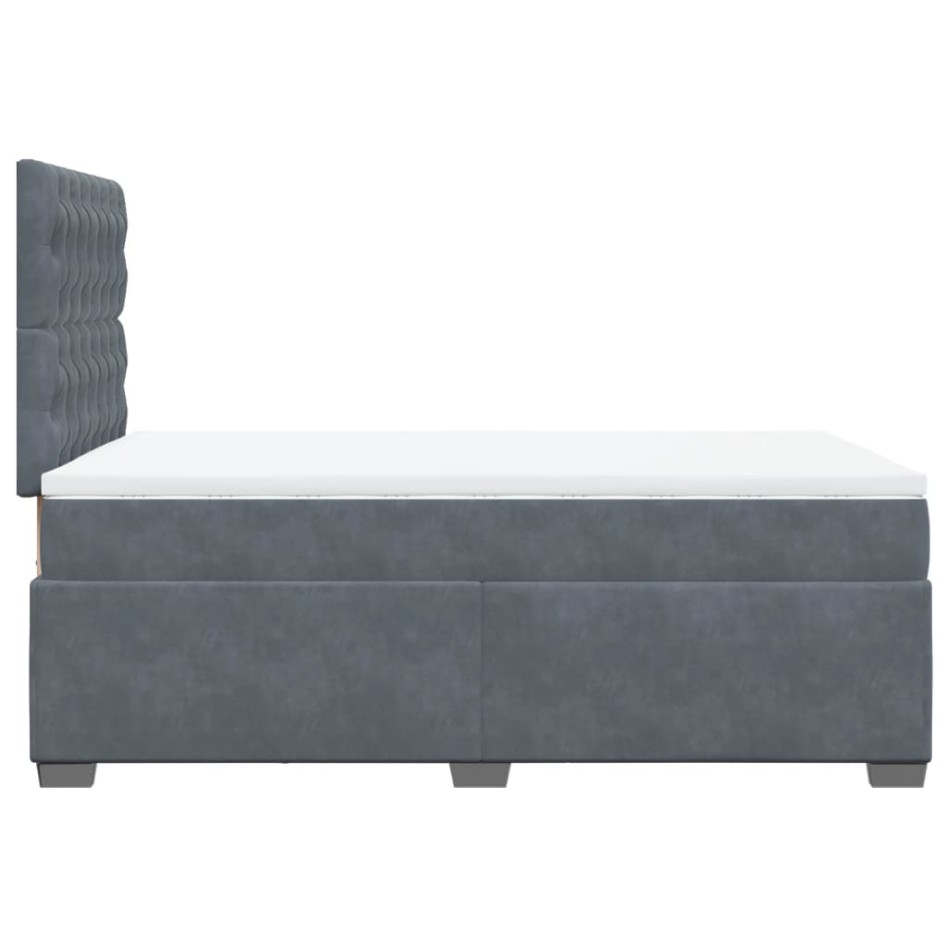 Cama box spring con colchón terciopelo gris oscuro 120x190