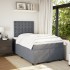 Cama box spring con colchón terciopelo gris oscuro 120x190