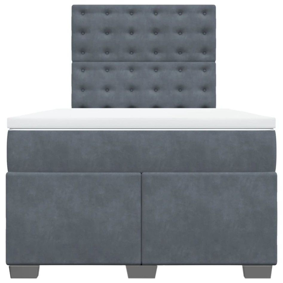 Cama box spring con colchón terciopelo gris oscuro 120x190