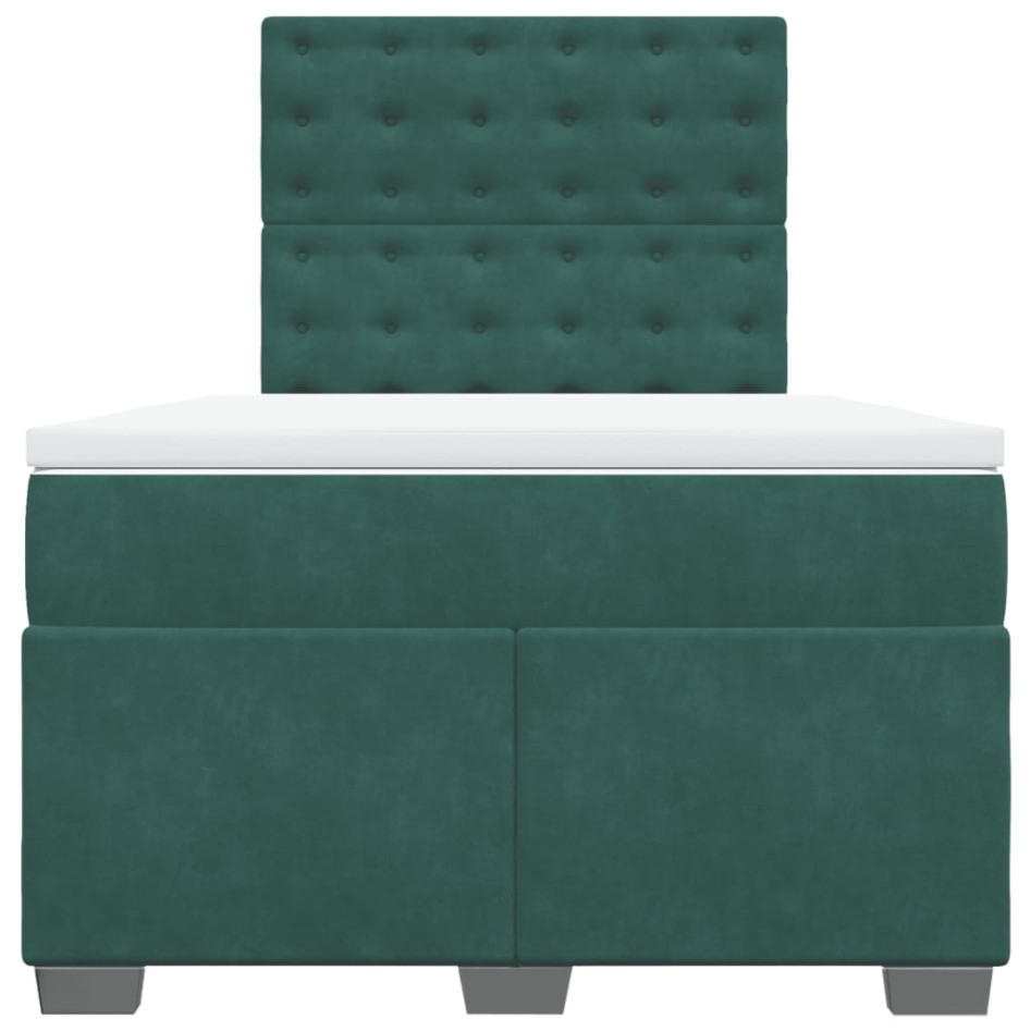 Cama box spring con colchón terciopelo verde oscuro 120x190