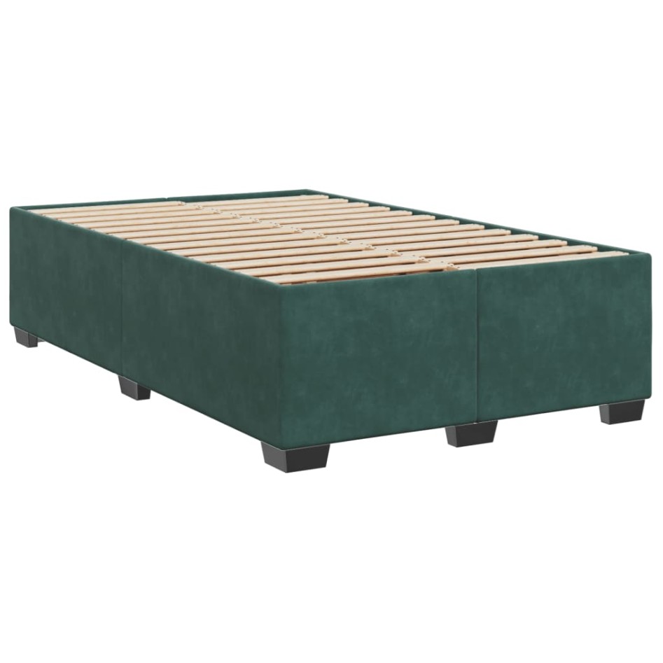 Cama box spring con colchón terciopelo verde oscuro 120x190