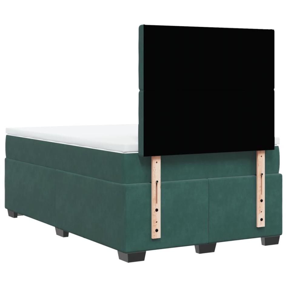 Cama box spring con colchón terciopelo verde oscuro 120x190