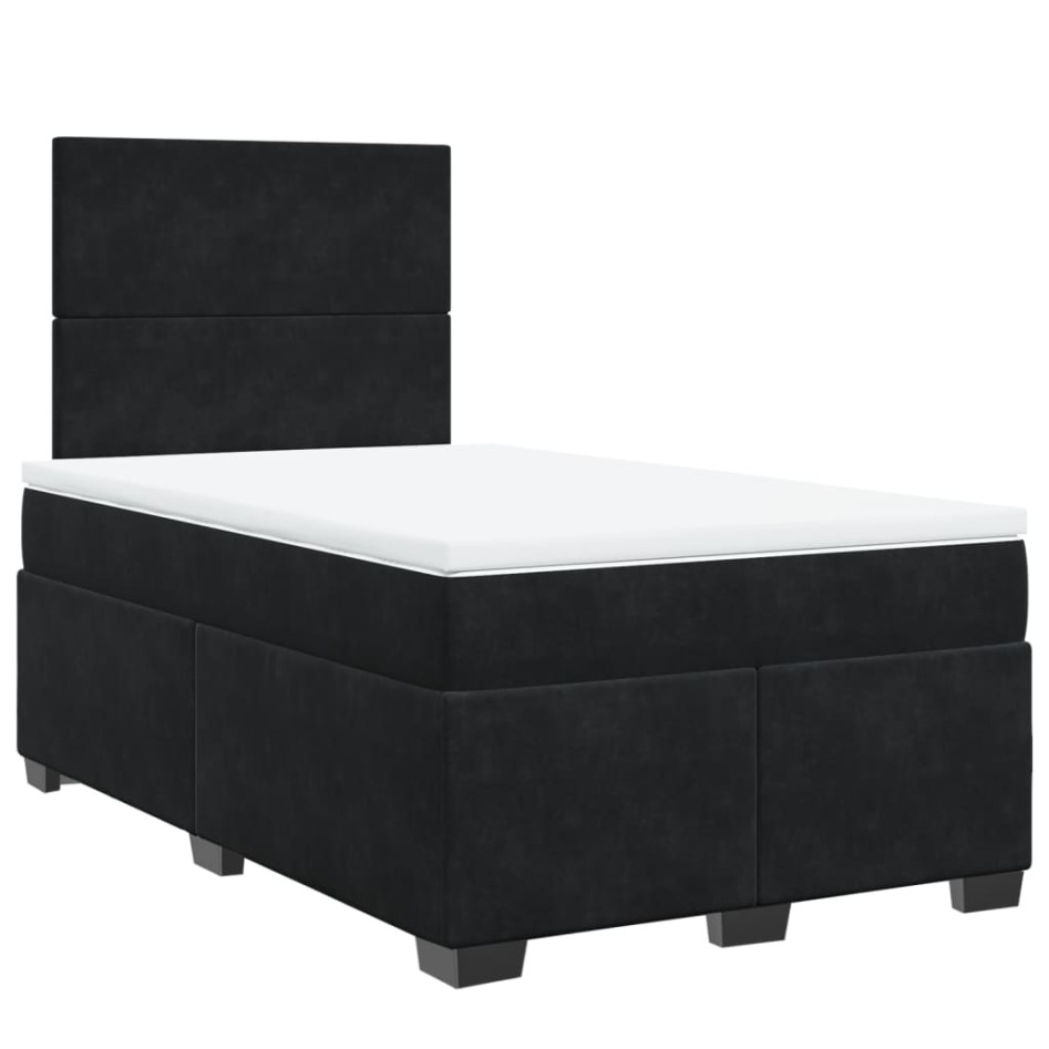 Cama box spring con colchón terciopelo negro 120x200