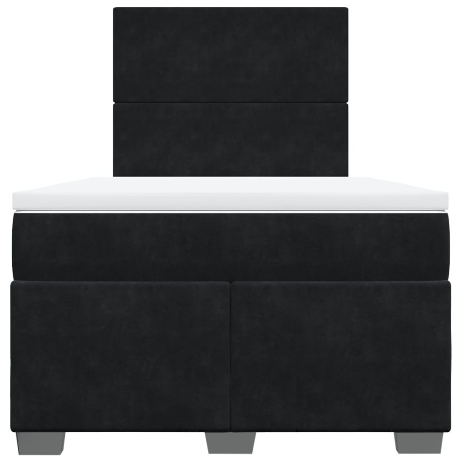 Cama box spring con colchón terciopelo negro 120x200