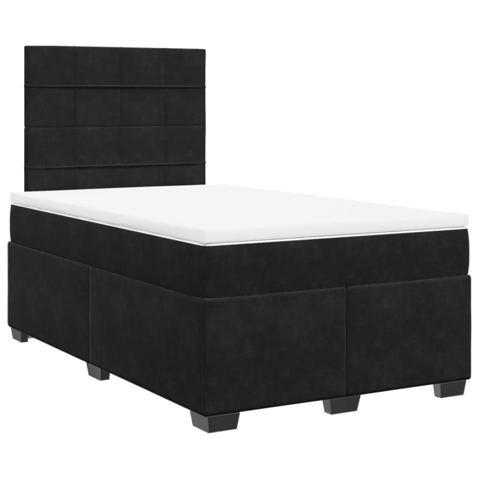Cama box spring con colchón terciopelo negro 120x200
